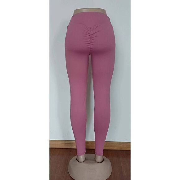 Women Leggings Booty Scrunch Round High Waist Butt Yoga Legging Fitness Pants - Picture 2 of 10